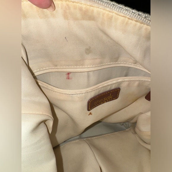 The Sak Sequoia Crochet Cream Rose Gold Hobo Elegant Shoulder Bag Bohemian Boho - Picture 9 of 16